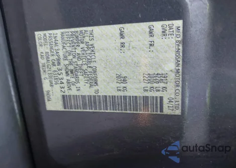 2017 Nissan Altima 2.5 S из США, поврежденный, VIN 1N4AL3AP9HN353432